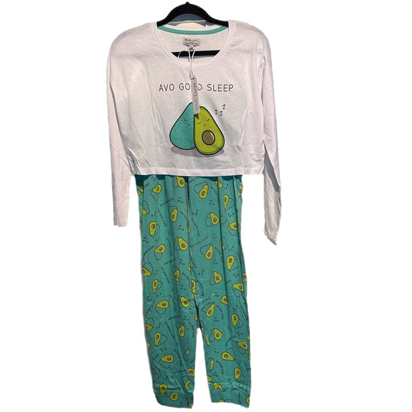 NWT Brave Soul Ava Good Sleep Pajamas 2 piece long sleeve funny novelty avocado - Picture 4 of 7